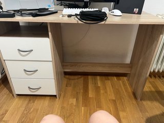Escritorio Ikea madera y blanco URGE