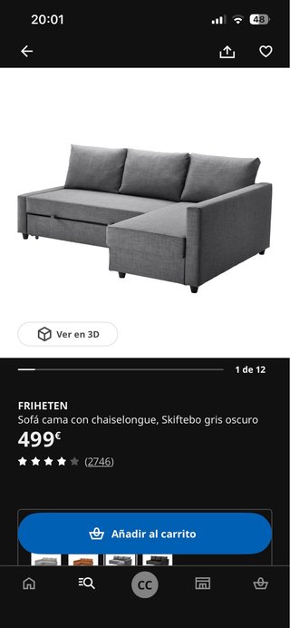 Sofá Cama Gris Ikea Friheten