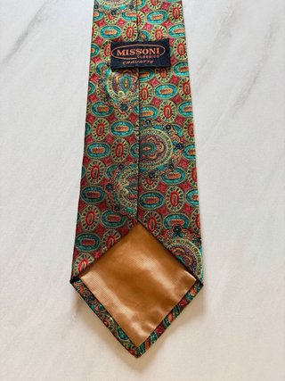 Corbata Missoni Verde y Roja Seda