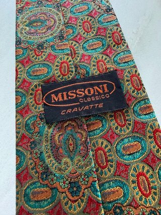 Corbata Missoni Verde y Roja Seda
