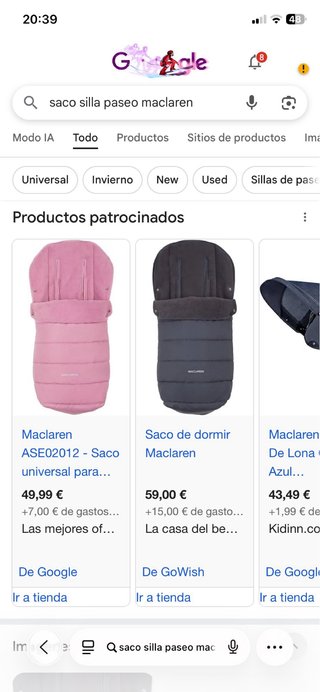 Saco para silla de paseo