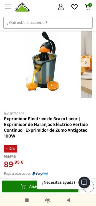 Exprimidor brazo Lacor 85W Inox (NUEVO)