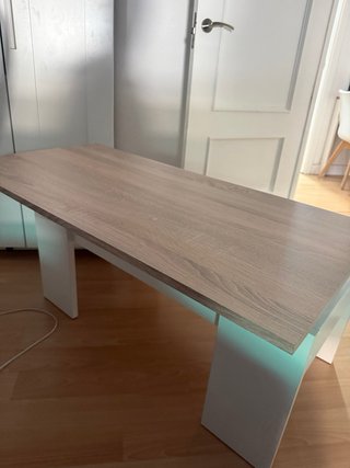 Mesa centro elevable madera y blanco
