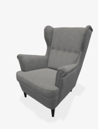 Sillón orejero gris tela