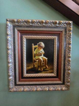 Oleografía Niño Silla Totora
