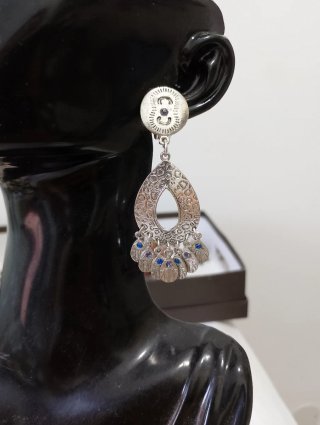 Orecchini vintage con strass blu