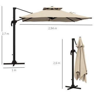 Sombrilla giratoria beige doble techo