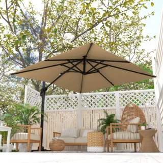 Sombrilla giratoria beige doble techo