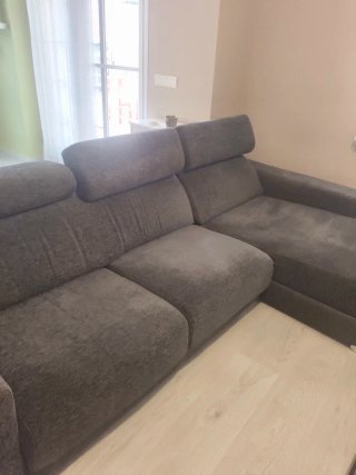 Sofá chaise longue gris