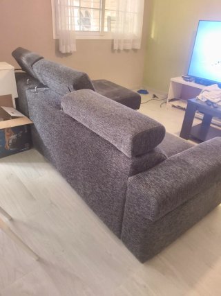 Sofá chaise longue gris