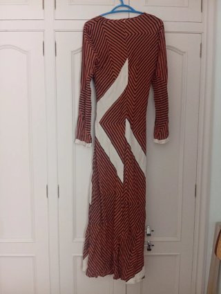 Vestido largo Zara rayas beige/marrón Talla S