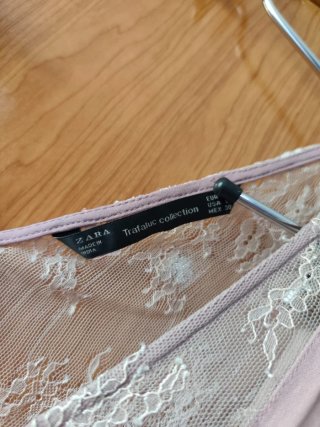 Vestido Zara encaje rosa palo T.L