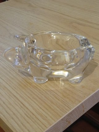 Cenicero cristal antiguo cerdito