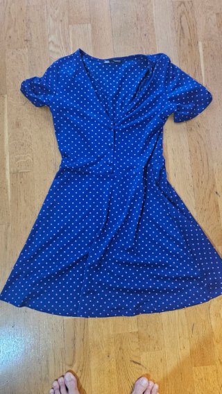 Vestido Zara corto lunares azul y rosa T S