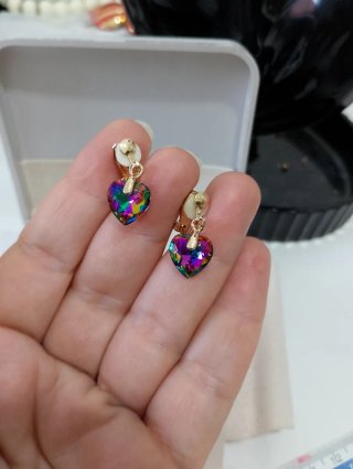 Orecchini cuore strass aurora boreale