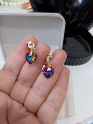 Orecchini cuore strass aurora boreale