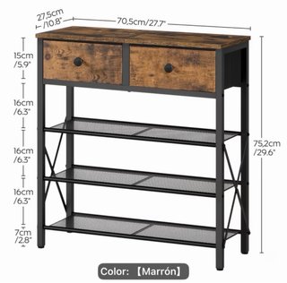 Mesa Consola Zapatero Marrón y Negro