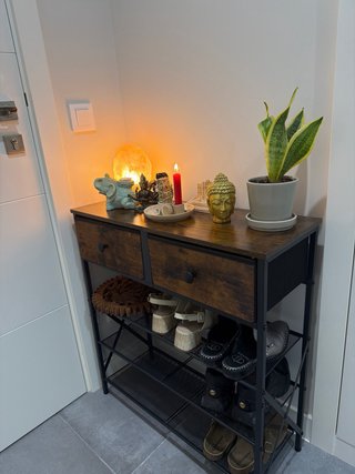 Mesa Consola Zapatero Marrón y Negro