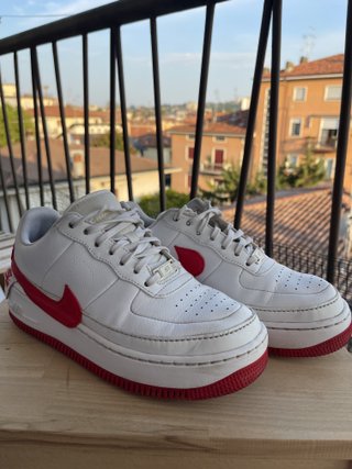 Nike Air Force 1 Bianche e Rosse Tg 39