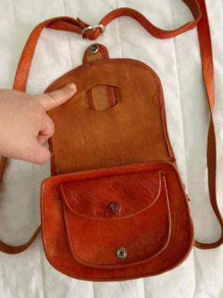Bolso de cuero marrón/naranja