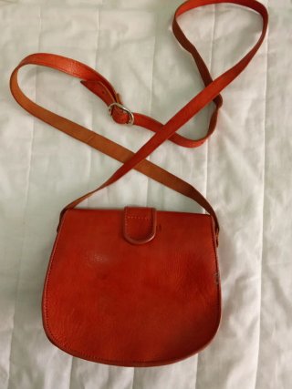 Bolso de cuero marrón/naranja