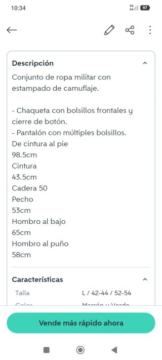 Traje militar camuflaje ,  2N