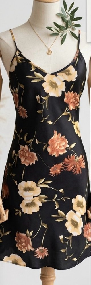 Abito slip dress in pura seta floreale