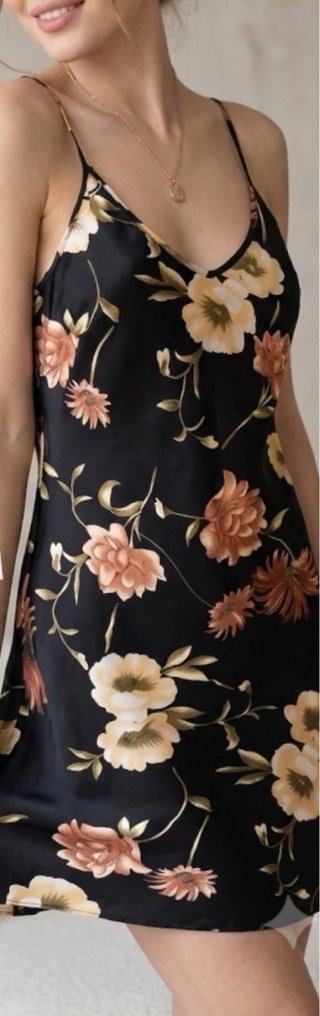 Abito slip dress in pura seta floreale