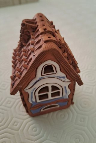 Portacandele casetta terracotta