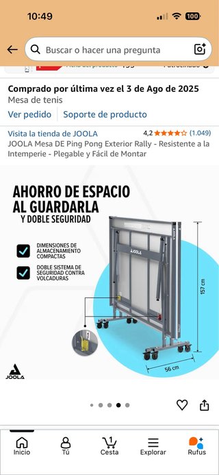 Mesa ping pong desmontable sin usar