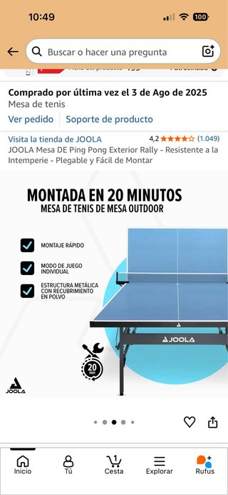 Mesa ping pong desmontable sin usar