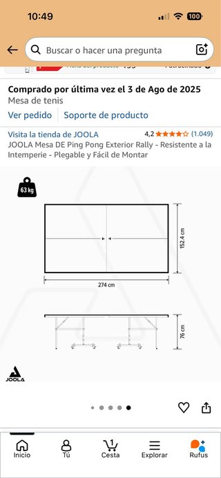 Mesa ping pong desmontable sin usar