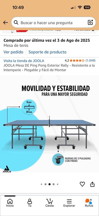 Mesa ping pong desmontable sin usar