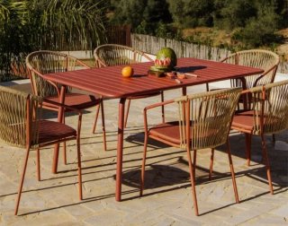 Mesa Jardín Florida Acero 160x90 cm Roja