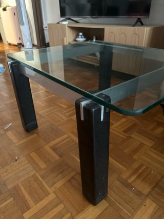 Mesa de centro cristal y metal