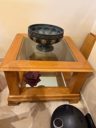 Mesa auxiliar madera maciza hecha a mano