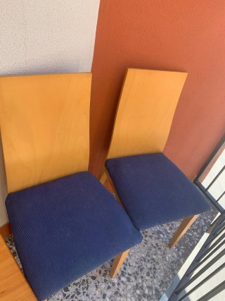 3 Sillas de Madera y Tela