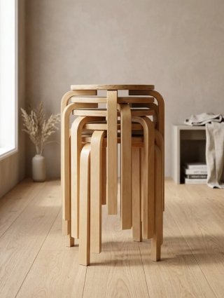 Taburetes de madera Set de 5)