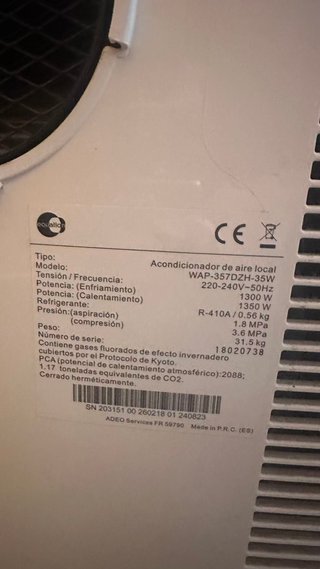 Acondicionador de aire local Equation WAP-357DZH-3