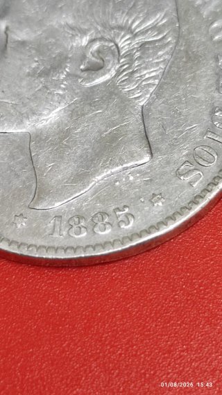 5 PESETAS ALFONSO XII 1885 *85- PLATA