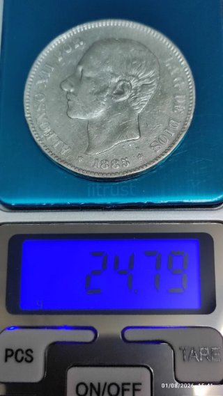 5 PESETAS ALFONSO XII 1885 *85- PLATA