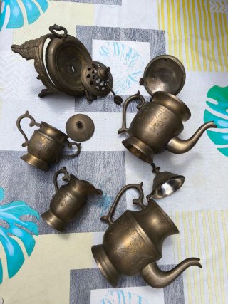 Juego té/café bronce vintage