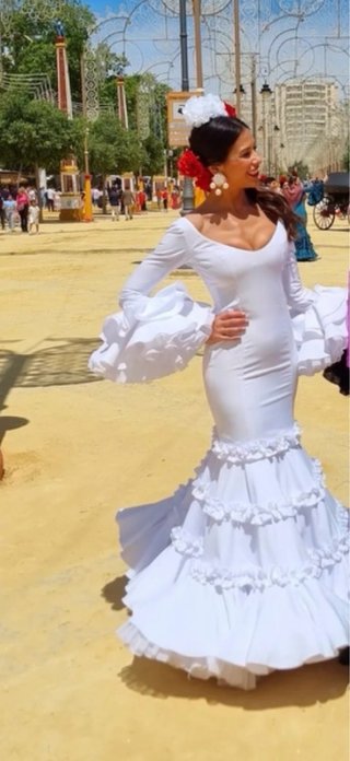 Vestido Flamenca Blanco Alejandro Andana.