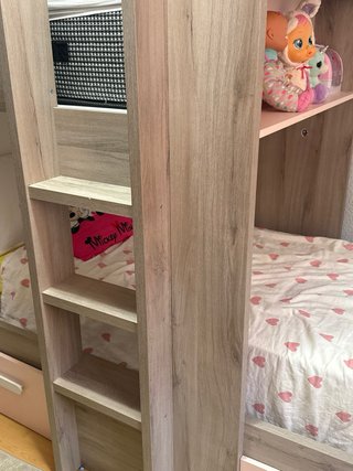 Cama Litera Juvenil con Armario y Estanterías