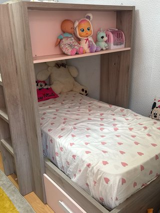 Cama Litera Juvenil con Armario y Estanterías
