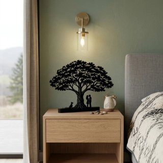 Soporte árbol silueta 3D pareja y perro
