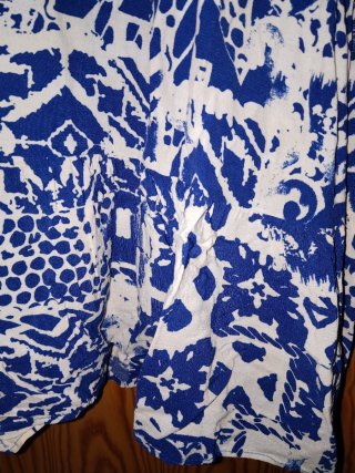 Blusón vestido Zara estampado azul y beige