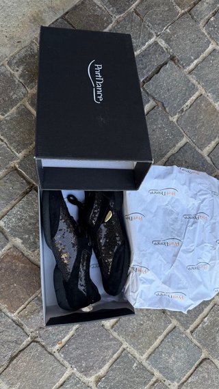 Zapatillas Tango PortDance Mujer Negro Glam