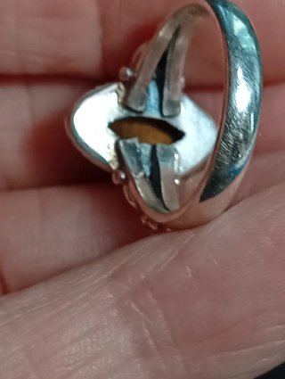 Anillo Plata Ley Ojo Tigre Marrón