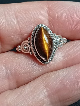 Anillo Plata Ley Ojo Tigre Marrón